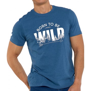 T-shirt męski BORN TO BE WILD  OTS1200-566 - jeansowy melanż