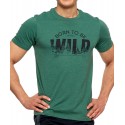 T-shirt męski BORN TO BE WILD  OTS1200-566 - khaki melanż