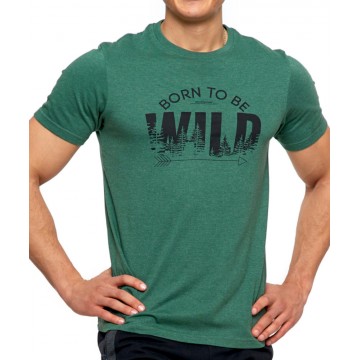 T-shirt męski BORN TO BE WILD  OTS1200-566 - khaki melanż