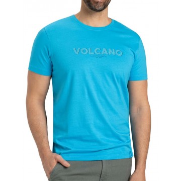 T-shirt męski z bawełny T-MONTE - niebieski