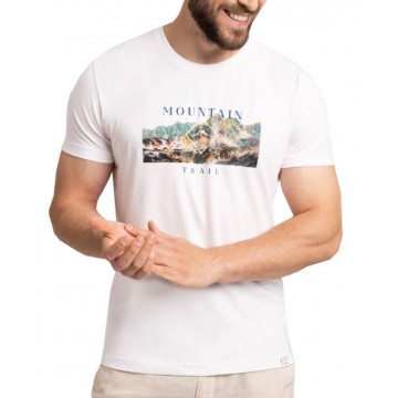 T-shirt męski z bawełny T-HILS- biały