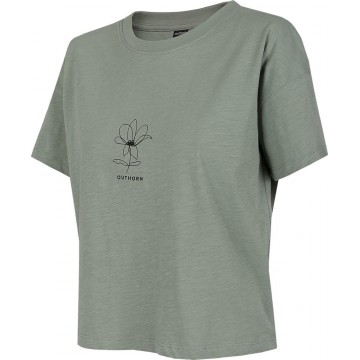T-shirt damski oversize Outhorn HOL22-TSD619 - zielony