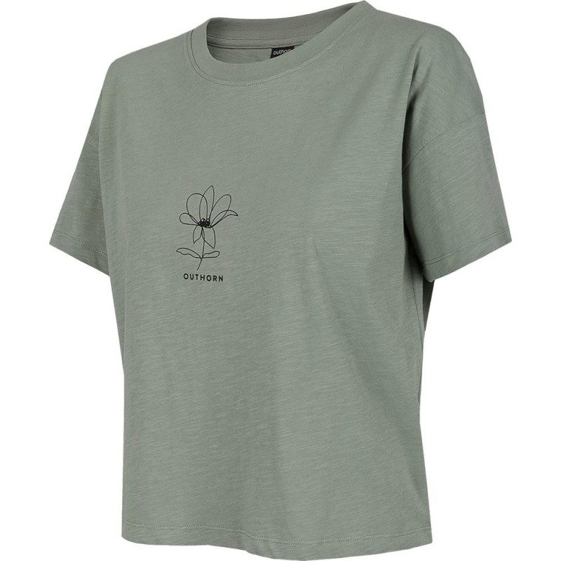 T-shirt damski oversize Outhorn HOL22-TSD619 - zielony