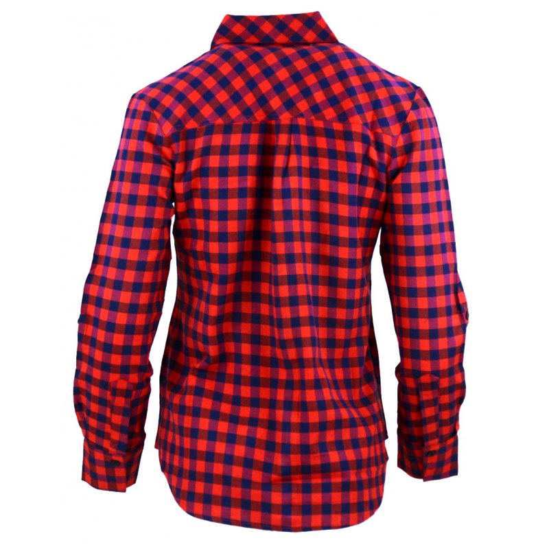Damska koszula w drobną czerwono-granatową kratkę
