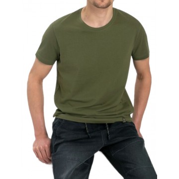 T-shirt męski z bawełny T-BASIC - oliwkowy