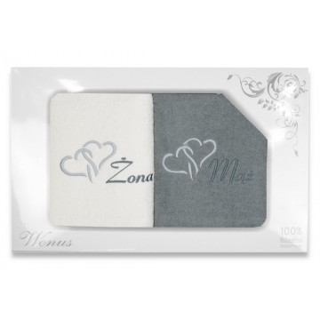 Komplet ręczników na prezent 2 częściowy Mąż Żona MZ-14374