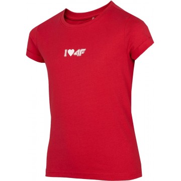 Dziewczęca koszulka 4F HJZ22-JTSD005 - czerwona