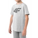 Chłopięca koszulka 4F HJZ22-JTSM002 -jasny szary melanż