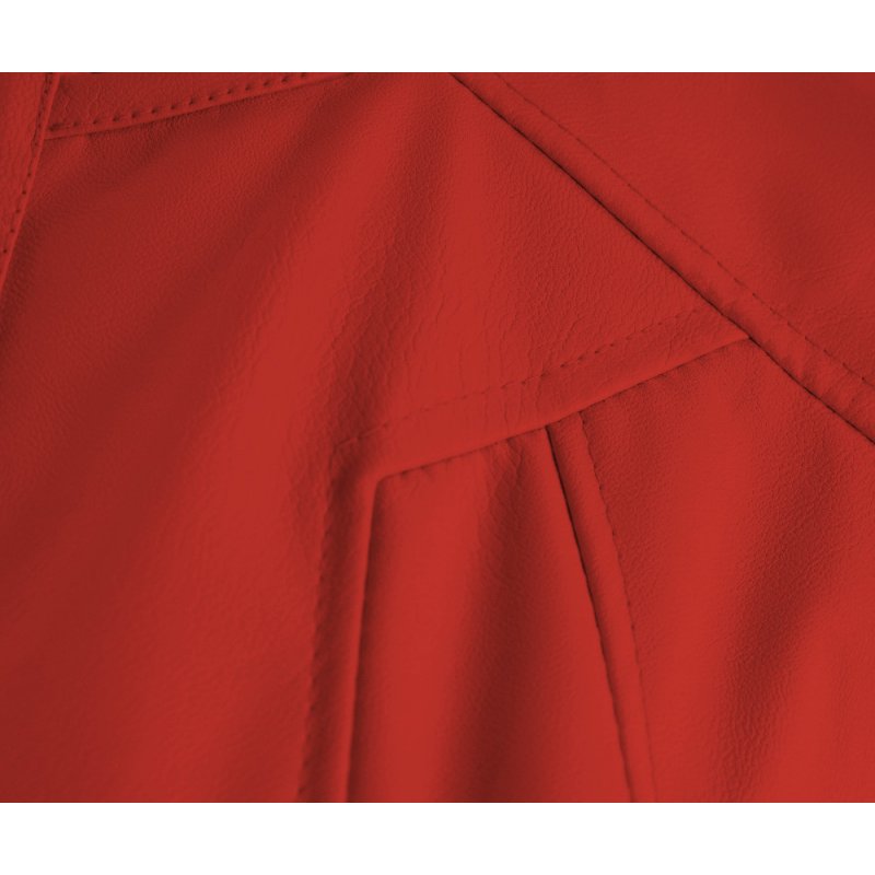 Czerwony żakiet z ekoskóry do sukienki