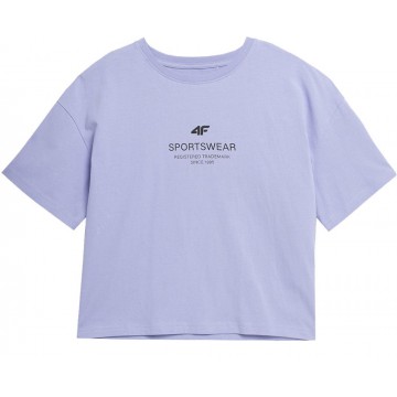 T-shirt crop top damski 4F SS23TTSHF338 - jasny fiolet