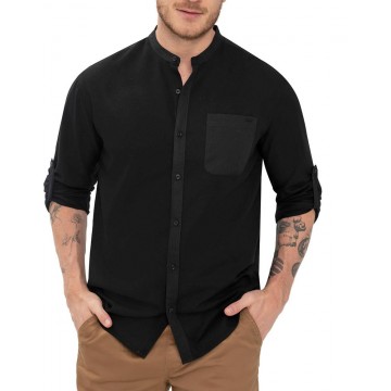 Męska koszula bawełniana K-BASTO - czarna