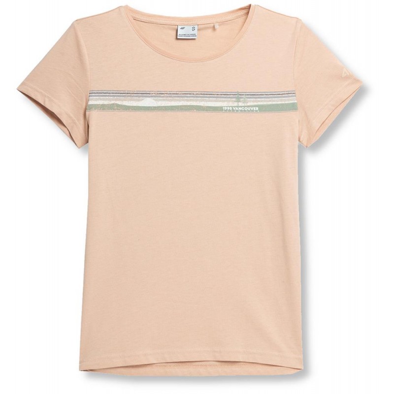 T-shirt damski z bawełny organicznej 4F SS23TTSHF275 - róż