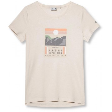 T-shirt damski z bawełny organicznej 4F SS23TTSHF274 - beż