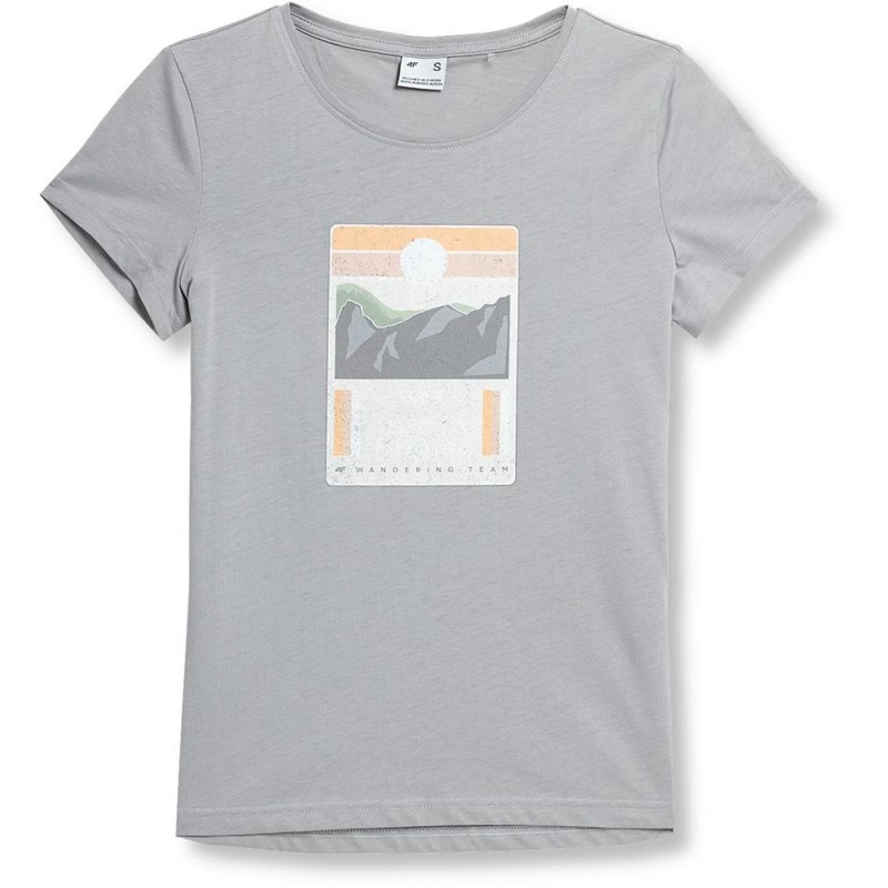 T-shirt damski z bawełny organicznej 4F SS23TTSHF274 - szary