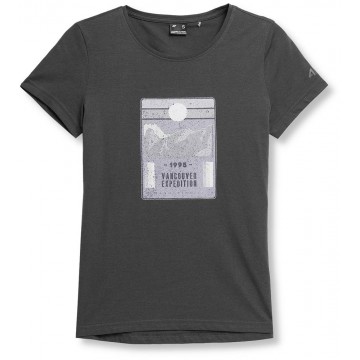 T-shirt damski z bawełny organicznej 4F SS23TTSHF274 - antracytowy