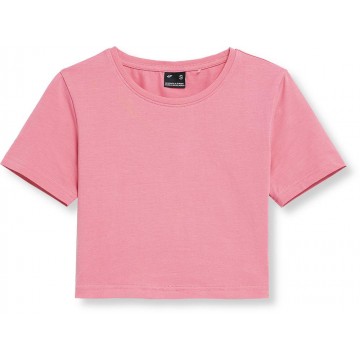 T-shirt crop top damski 4F SS23TTSHF345 - różowy