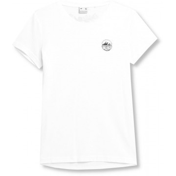 T-shirt damski z bawełny organicznej 4F SS23TTSHF349 - biały