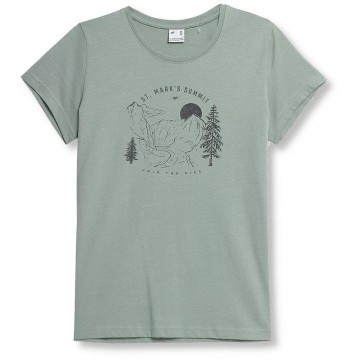 T-shirt damski z bawełny organicznej 4F SS23TTSHF273 - zielony