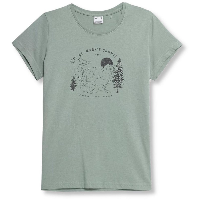 T-shirt damski z bawełny organicznej 4F SS23TTSHF273 - zielona
