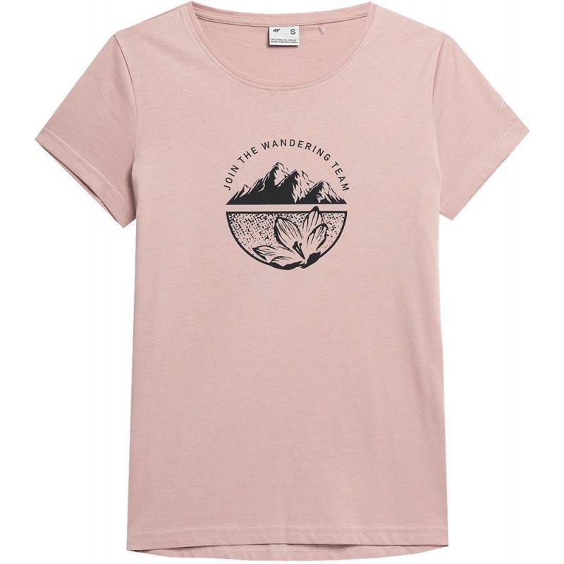 T-shirt damski z bawełny organicznej 4F SS23TTSHF348 - j.róż