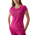 T-shirt damski 4F AW23TTSHF0907 - ciemny róż