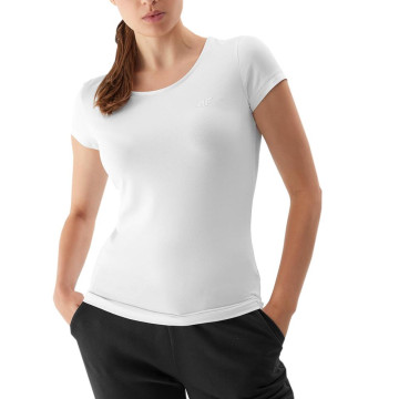T-shirt damski 4F AW23TTSHF0906 - biały