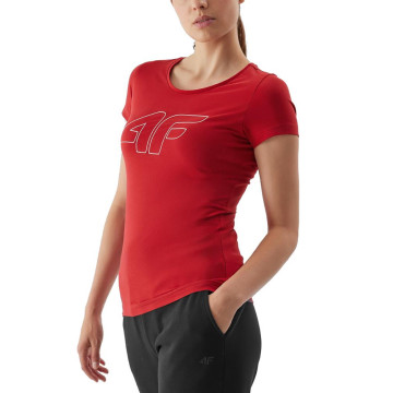 T-shirt damski 4F AW23TTSHF0907 - czerwony