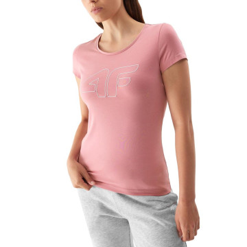 T-shirt damski 4F AW23TTSHF0907 - różowy