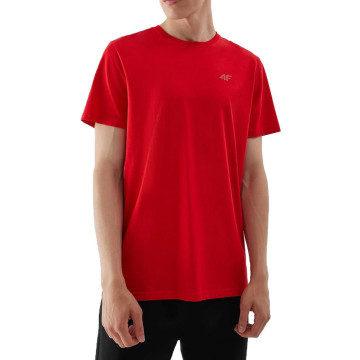 T-shirt męski gładki 4F AW23TTSHM0876 - czerwony