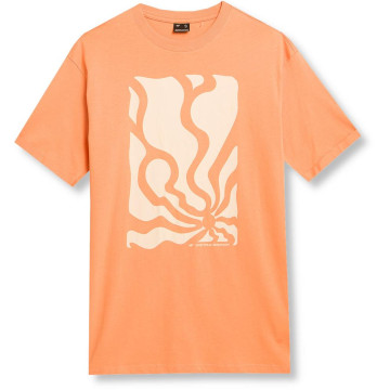 T-shirt damski oversize 4F AW23TTSHF0881 - pomarańczowy