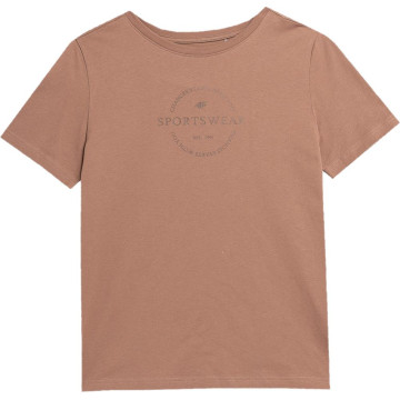T-shirt damski 4F AW23TTSHF0902 - brązowy