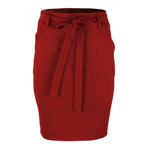 Ołówkowa Spódnica z Elastycznej Dzianiny - Czerwona