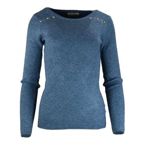 Miękki Sweter DAMSKI z Dżetami - Niebieski