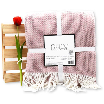 Koc bawełniany 150x200 - różowy Różowy koc bawełniany 150x200 narzuta 150x200 na łóżko Pled bawełniany