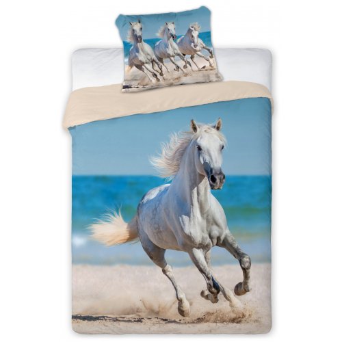Pościel 3D Zwierzęta 160x200 BIAŁY KOŃ Best Friends 009 Pościel dla dzieci w konie z końmi