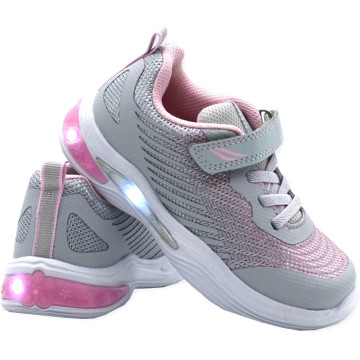 Buty dziewczęce LED świecące American Club ES 132/23  - szaro różowe