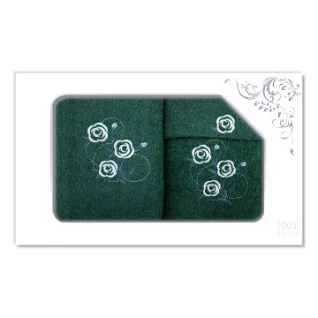Komplet ręczników na prezent 3 częściowy WZ-19450 Komplet ręczników z haftem Zestaw ręczników Komplet ręczników w pudełku