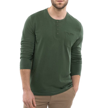T-shirt męski długi rękaw L-CASH - zielony