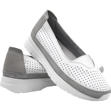 Skórzane wskuwane buty damskie JEZZI 24BL18-6892 - white-grey
