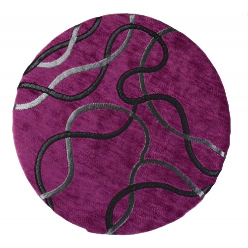 Okrągła poduszka na taboret 35 cm (fiolet+srebrny wzór)