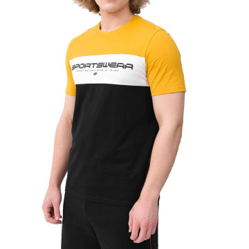 T-shirt męski 4FWSS24TTSHM1326 - żółty